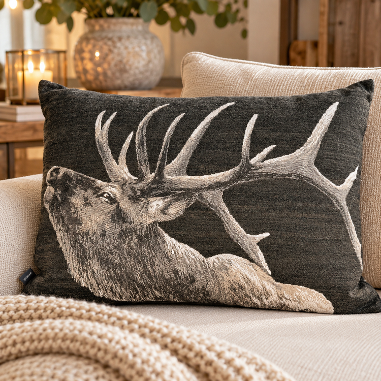 Stag Large Cushion Olive